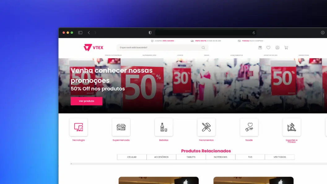 captura de tela da landing page V-Tex