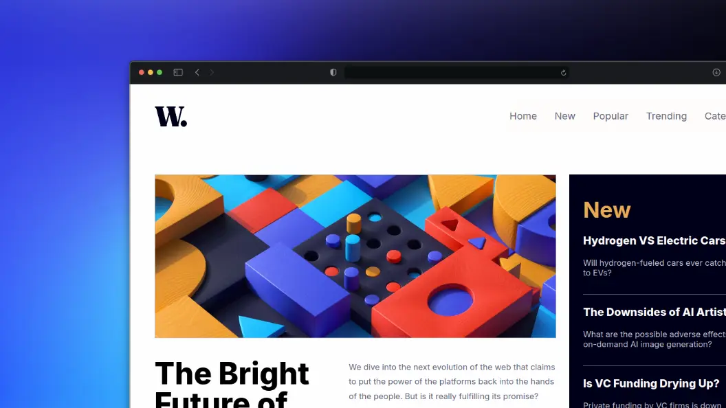 Captura de tela da landing page News Homepage